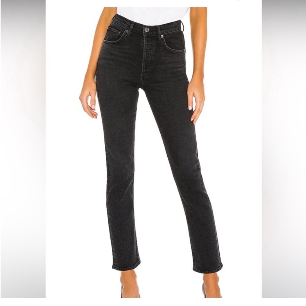 AGOLDE Riley Crop Washed Black Size 29 Straight Leg